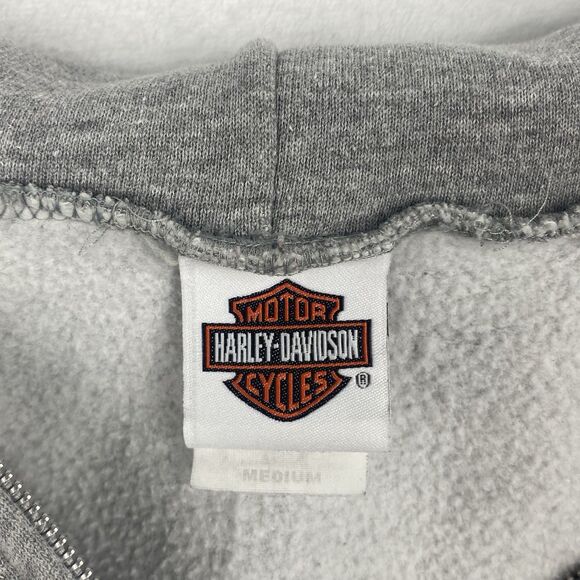 Harley Davidson Taku Juneau Alaska Zip Up Sweater Adult Medium Gray Hooded - Picture 8 of 10